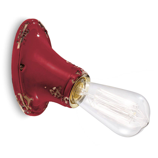 Vägglampa C115 i vintagestil vinröd