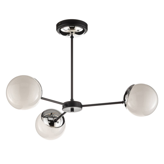 Taklampa Sfera 3 lampor avstånd glas/svart/krom