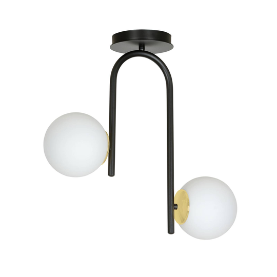 Taklampa Grand, svart/guld, 2 lampor