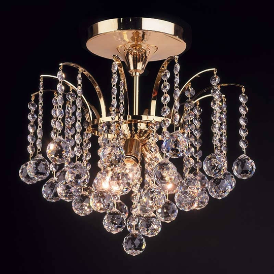Taklampa LENNARDA, kristall/guld 42 cm