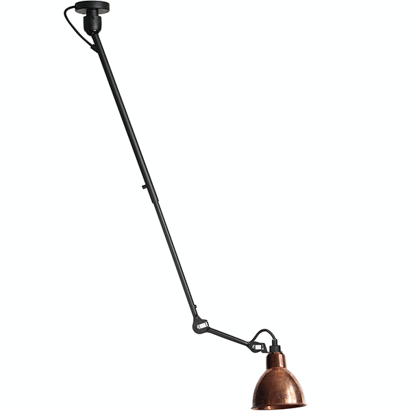 Lampe Gras N302 Taklampa Matt Svart & Rå Koppar/Vit