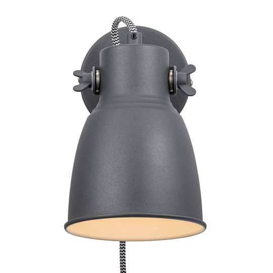 Vägglampa Adrian med kabel och kontakt, svart