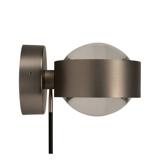 LED-vägglampa Puk Wall+, nickel matt
