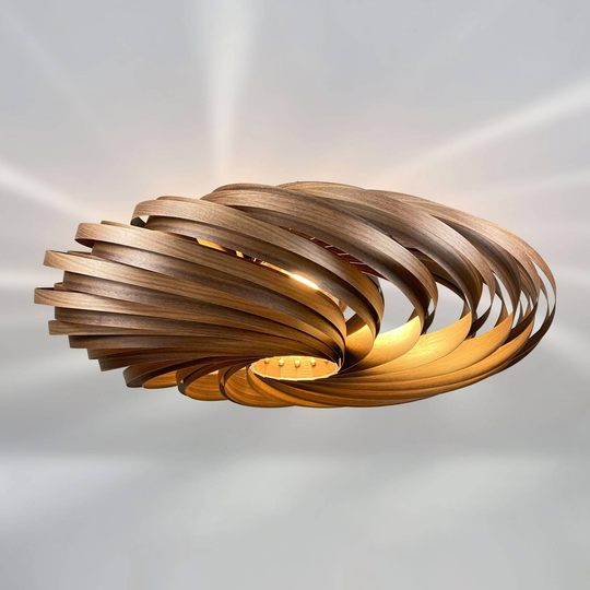 Gofurnit Veneria taklampa, nötträ, Ø 70 cm