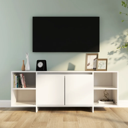 TV-bänk vit 130x35x50 cm spånskiva