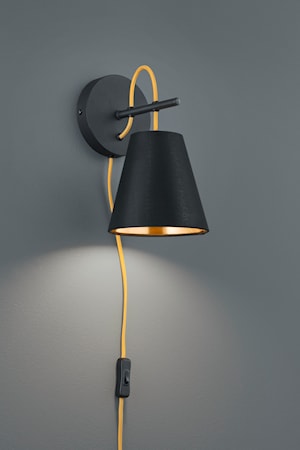 Andreus Vägglampa E14 Svart/Guld