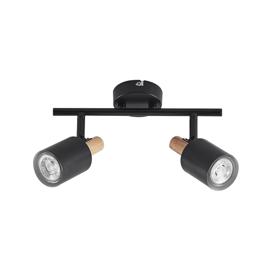 Lindby Junes LED-takspotlight 2 lampor, svart