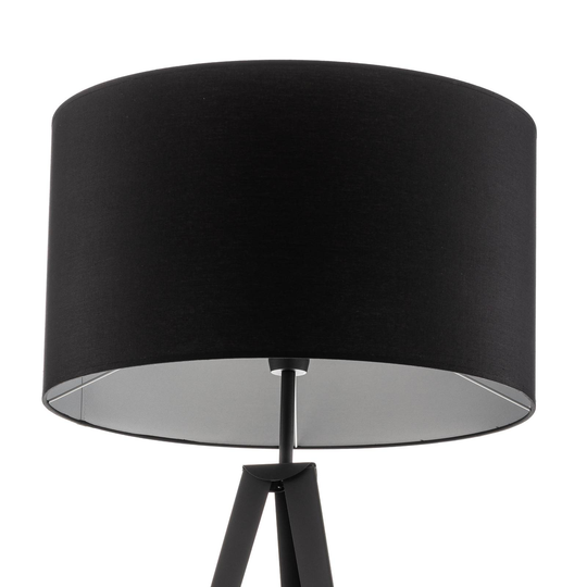 Golvlampa Tago, trebent, skärm svart/silver