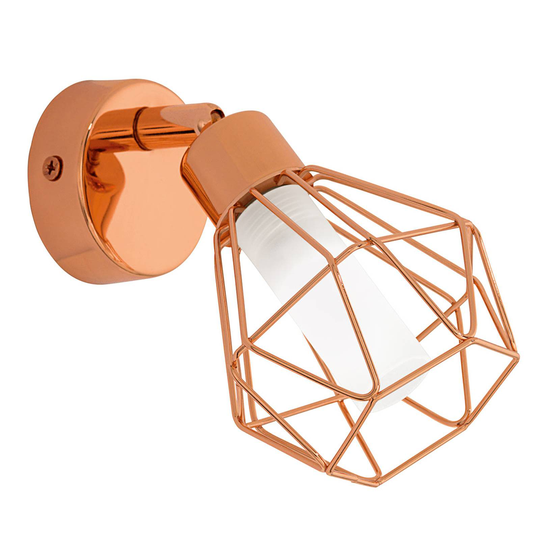 Kopparfärgad LED-vägglampa Zapata med burlook