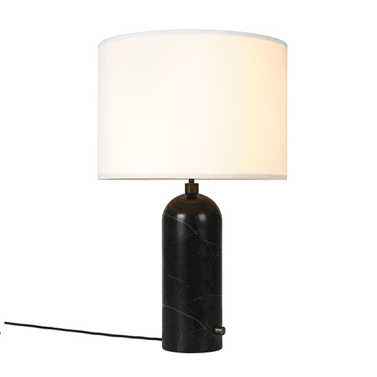 GUBI Gravity Bordslampa Svart Marmor och Vit Skärm Stor