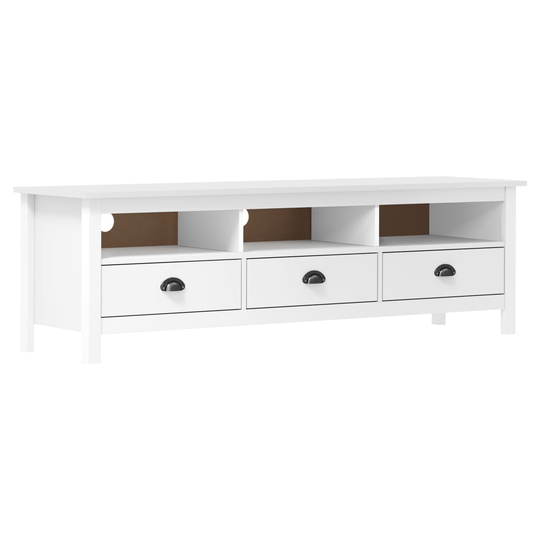 vidaXL TV-bänk Hill Range vit 158x40x47 cm massiv furu