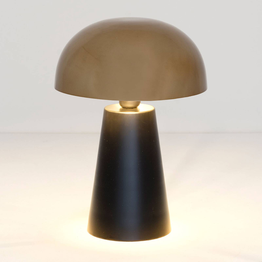 Bordslampa Fungo, elegant design, svart/guld