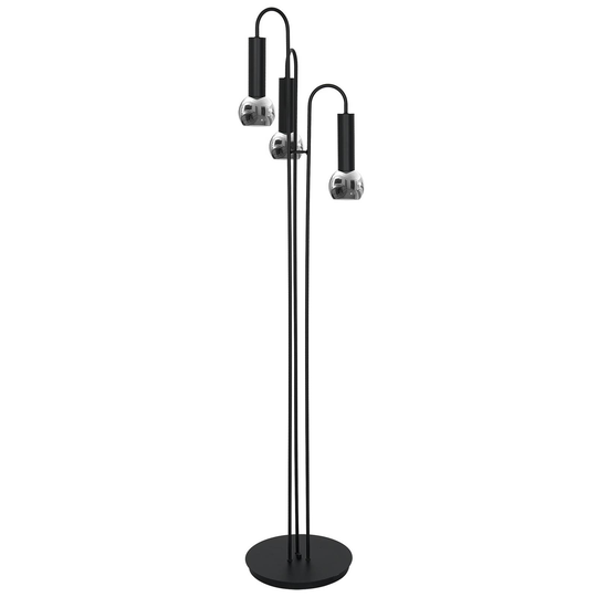 Golvlampa Flox 3 lampor svart/krom