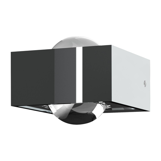 LED-vägglampa Focus 100, linsen klar, krom