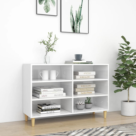 vidaXL Skänk vit högglans 103,5x35x70 cm konstruerat trä