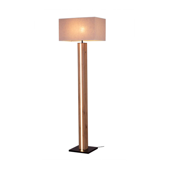Golvlampa Elegance, dimbar, ekfaner, beige
