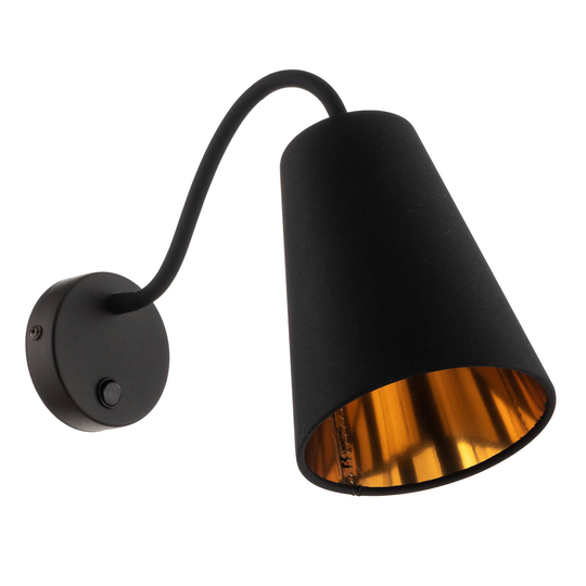 Vägglampa Wire, svart/guld