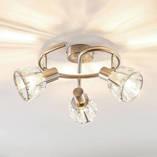 Lindby Kosta taklampa, 3 lampor, nickel