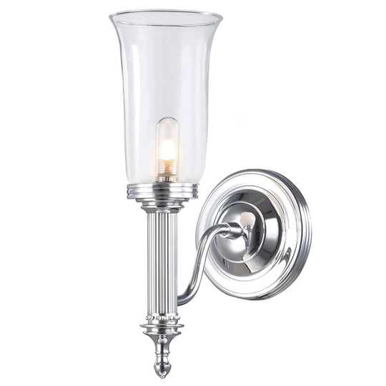Vägglampa till våtrum Carroll krom, glas slätt