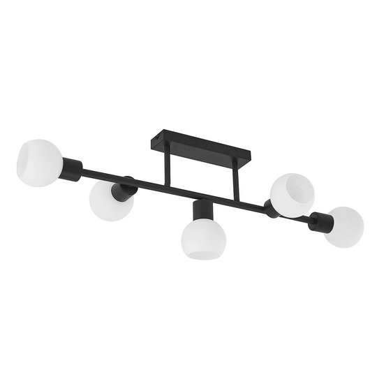 Lindby Biscala LED-taklampa 5 lampor svart/opal
