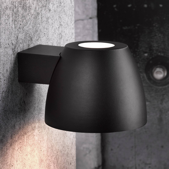 Utomhusvägglampa Bell i svart aluminium