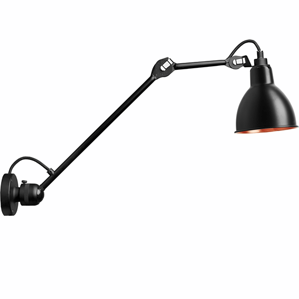 Lampe Gras N304 L40 Vägglampa Matt Svart & Matt Svart/Koppar Hardwired