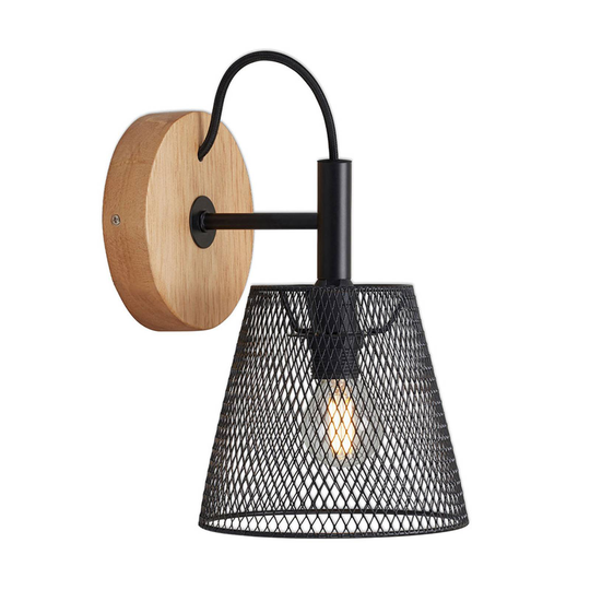 Wood & Style 2077 vägglampa med nätmetallskärm