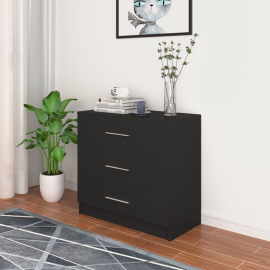 Byrå spånskiva 71x35x68 cm svart