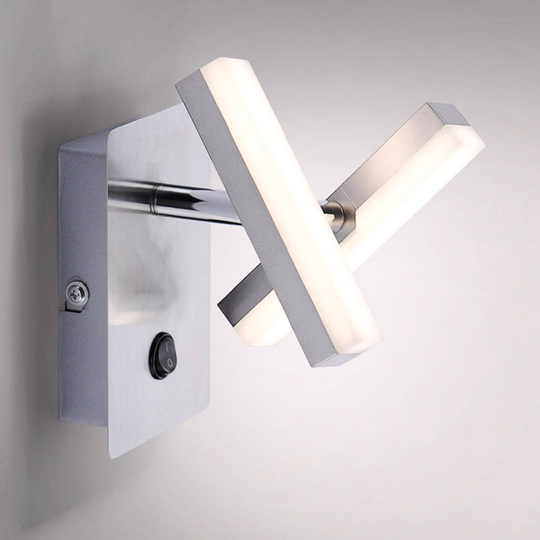 Kantig LED-vägglampa Rico, 2 ljusk.