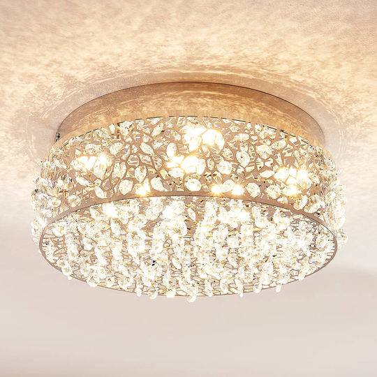 Glittrande LED-taklampa Felias, rund form