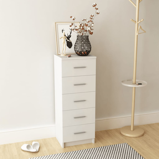 vidaXL Hög byrå spånskiva 41x35x106 cm vit