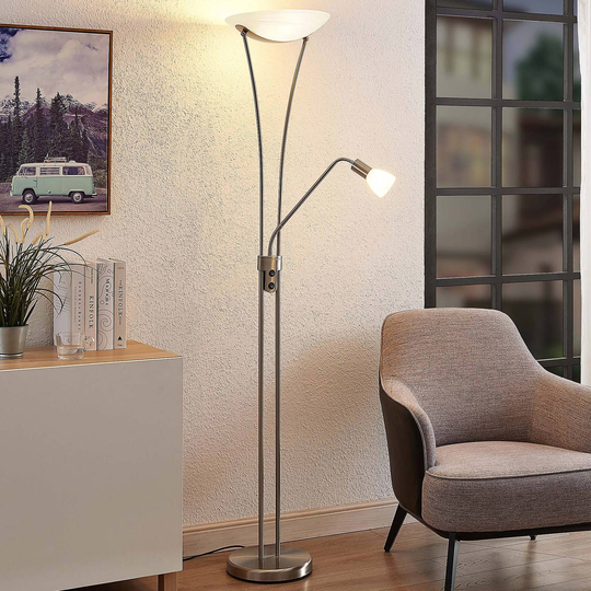 ELC Gillian uplight-golvlampa med läslampa