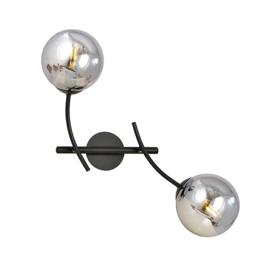 Vägglampa Hunter, svart/grafik, 2 lampor