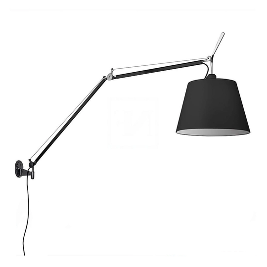 Tolomeo Mega Vägglampa, Svart, Skärm i Pergamentpapper Ø 32 cm, Med di