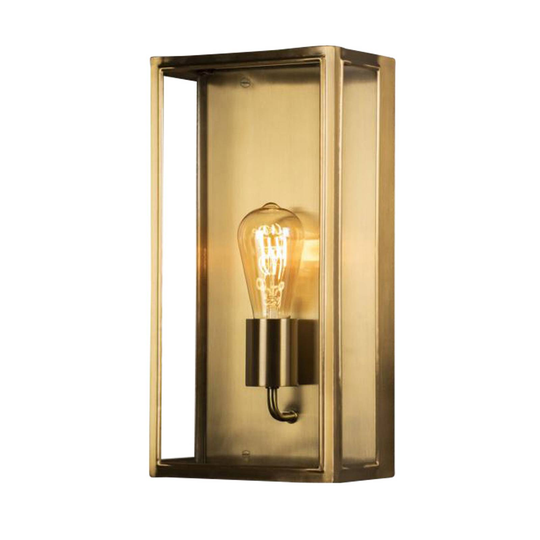 Utomhusvägglampa Carpi, mässing, bredd 20,5cm