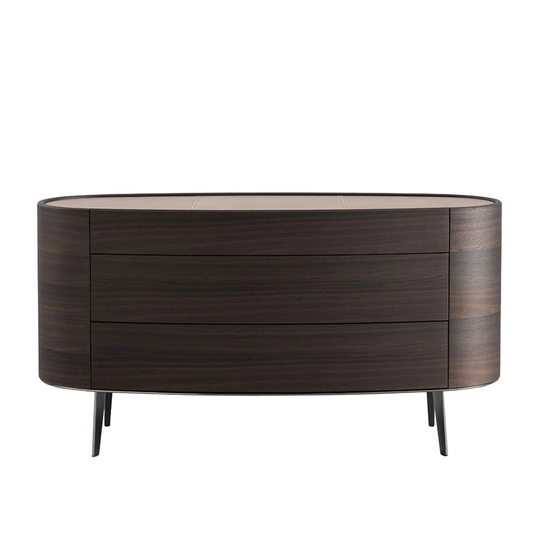 Kelly Chest Of Drawer 3 Drawers, Black Elm, Top Matt Bianco 01, Upper