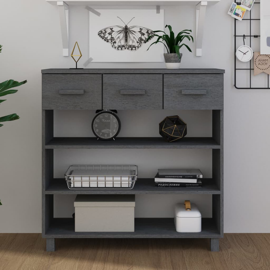 Soffbord mörkgrå 90x35x90 cm massiv furu
