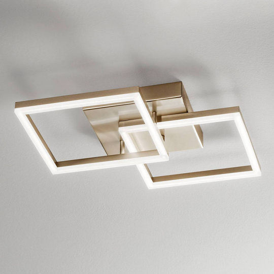 LED-taklampa Bard, 45x45cm, mattguld-finish