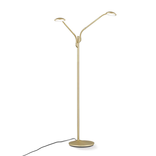LED-golvlampa Cobra, 2 lampor, mässing matt