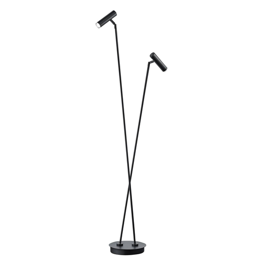 LED-golvlampa Tom, 2 lampor, svart