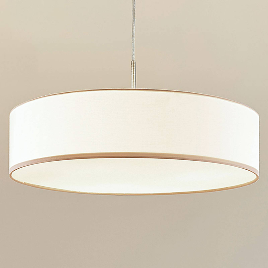 Cremefärgad LED-taklampa Sebatin av tyg