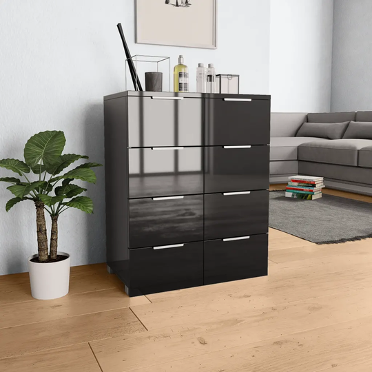 Skänk högglans svart 60x35x80 cm spånskiva