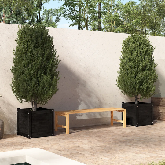 Odlingslådor 2 st svart 50x50x50 cm massiv furu
