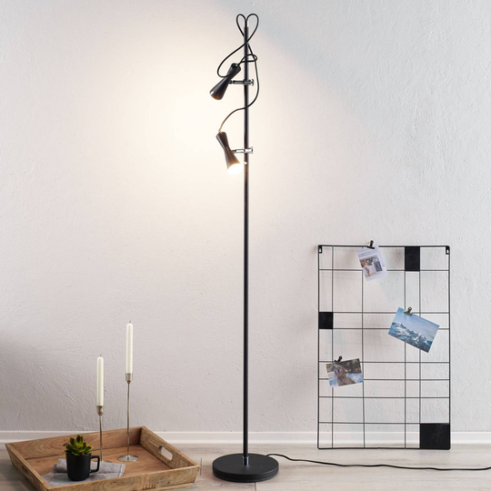Cool LED-golvlampa Move, 2 lampor, svart