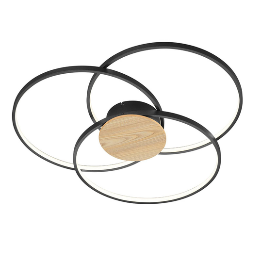 LED-taklampa Sedona med trädetaljer svart matt