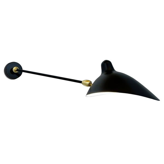 Serge Mouille Applique 1 Vägglampa Svart & Mässing med Rotation
