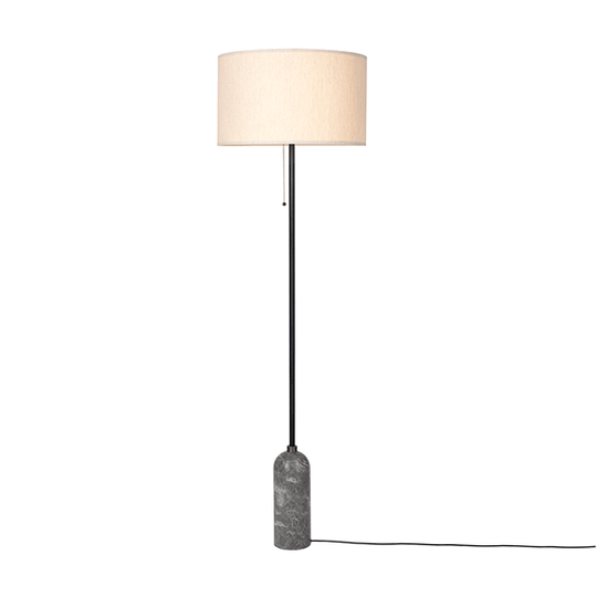 GUBI Gravity Golvlampa Grå Marmor och Skärm av Segelduk Stor