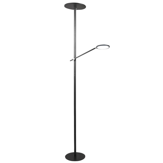 LED-golvlampa Regina med läsarm, 2 lampor, svart
