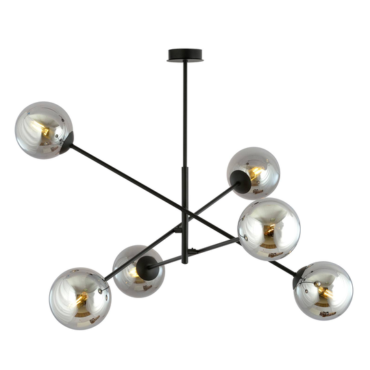 Taklampa Linear, svart/grafik, 6 lampor
