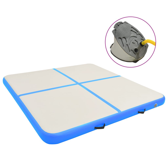 vidaXL Uppblåsbar gymnastikmatta med pump 200x200x10 cm PVC blå